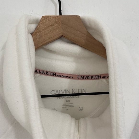Calvin Klein Women’s L Performance White Fleece Full Zip Jacket Mock Neck - Picture 6 of 10